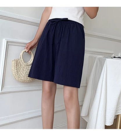 2024 Women’s High Waist Cotton Summer Shorts with Pockets – Casual Loose Fit Soft Cool Shorts for Girls