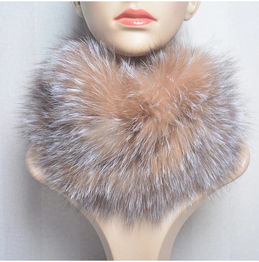2025 Real Fox Fur Scarf and Headband – Luxury Winter Neck Warmer for Women, 100% Natural Fur, Elastic Ring Muffler