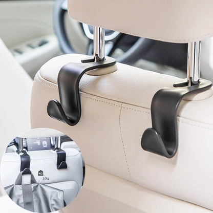 2-Pack Multi-Functional Car Seat Headrest Hooks – Hanger & Holder for Bags, Purses, Clothes & Grocery Storage, Car Interior Accessories