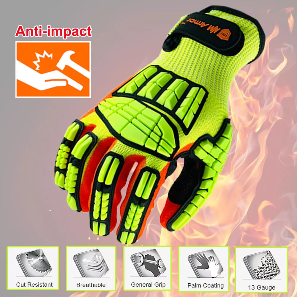NMSafety Anti Vibration Work Gloves - Cut Resistant, High Quality, Oil-Proof Nitrile Dipped Palm Protective Glove