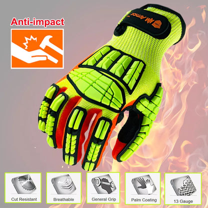 NMSafety Anti Vibration Work Gloves - Cut Resistant, High Quality, Oil-Proof Nitrile Dipped Palm Protective Glove
