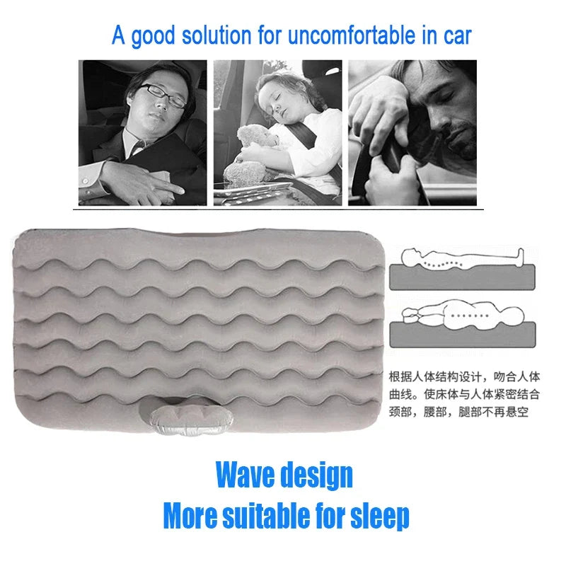 Universal Car Inflatable Travel Mattress - Back Seat Sleeping Bed with Pillow for Camping & Outdoor Comfort