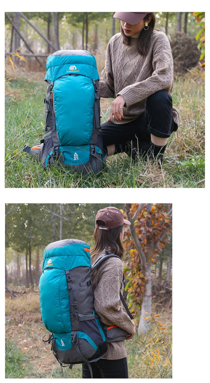 65L Large Camping Backpack — Waterproof Outdoor Hiking, Climbing & Trekking Mountaineering Sport Bag