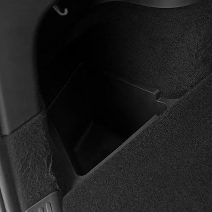 Futhope Car Trunk Side Storage Box for Tesla Model Y 2018-2024 – Hollow Cover Organizer with Flocking Mat & Partition Board