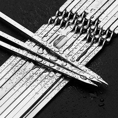 Stainless Steel Barbecue Skewers - 10/15Pcs Reusable BBQ Kebab Sticks for Outdoor Camping and Picnics - Cooking Tools
