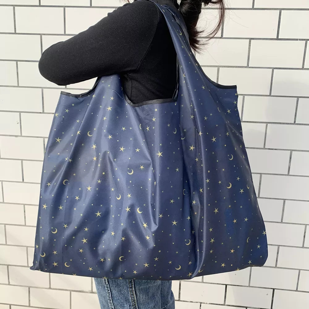 Eco-Friendly Folding Shopping Bag - BIG Reusable Portable Shoulder Handbag for Travel and Grocery, Fashion Pocket Tote
