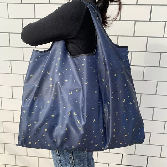 Eco-Friendly Folding Shopping Bag - BIG Reusable Portable Shoulder Handbag for Travel and Grocery, Fashion Pocket Tote