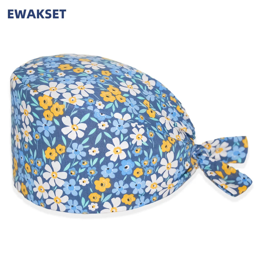Unisex Soft Scrub Cap – Cartoon Print Surgical Hat for Men and Women, Operating Room Nursing Accessories