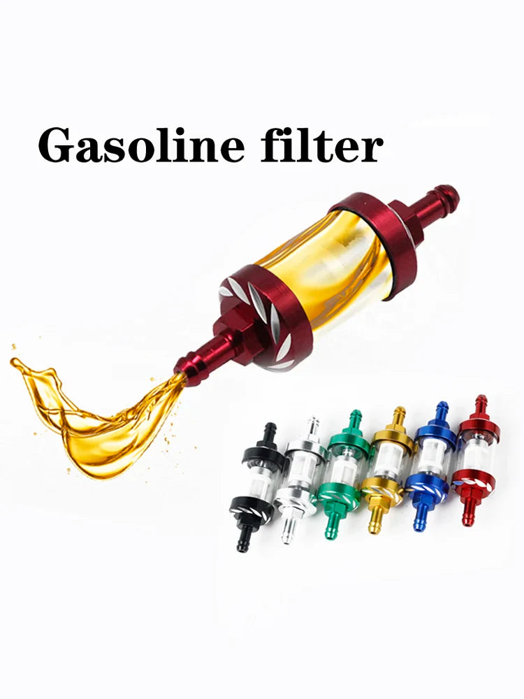 8mm Motorcycle Inner Fuel Filter with Gasoline Filters + 40CM Petrol Fuel Line Hose + 4 Clips for Moto, Scooter, Dirt Bike