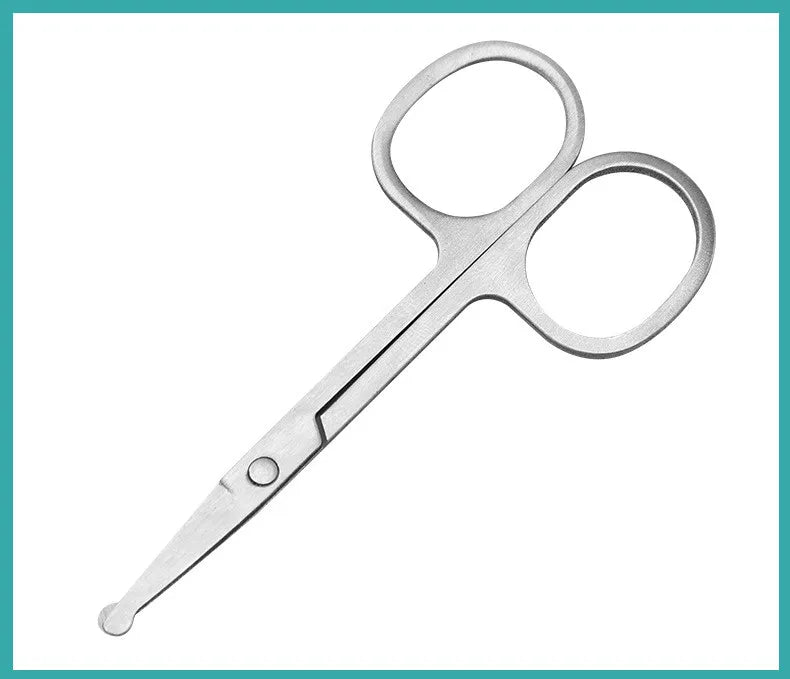 Mini Stainless Steel Round-Head Nose Hair Scissors — Portable Ergonomic Nose Trimmer & Cutter