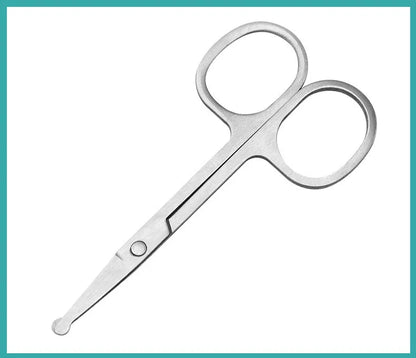 Mini Stainless Steel Round-Head Nose Hair Scissors — Portable Ergonomic Nose Trimmer & Cutter