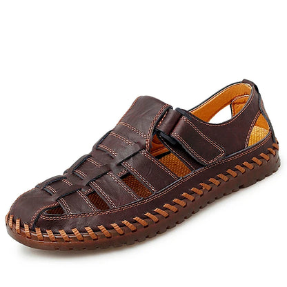 Genuine Leather Roman Men's Sandals - Summer Business Casual Outdoor Beach Wading Slippers Shoes Size 38-47