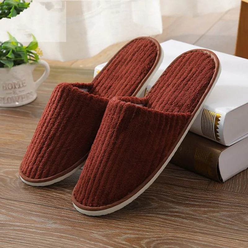5 Pairs Mix Color Disposable Hotel Slippers – Cotton Non-Slip Slides for Men & Women Home, Travel, SPA & Hospitality Use