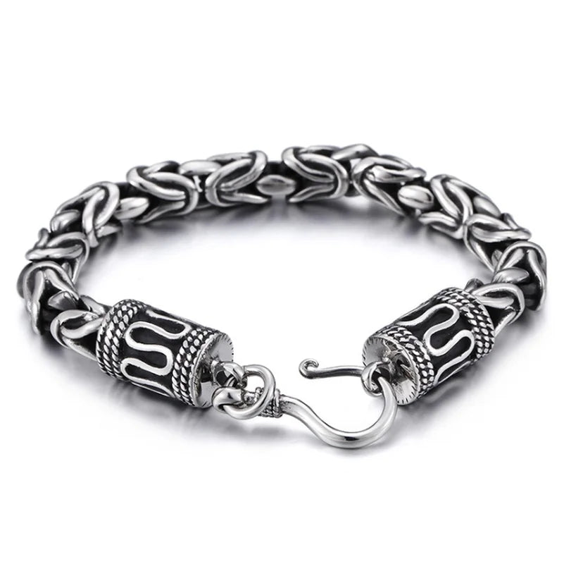 Ethnic Wind Dragon Bracelet – Vintage Silver Plated Cuff Bangle, Motorcycle Riding Charm Jewelry Gift for Men