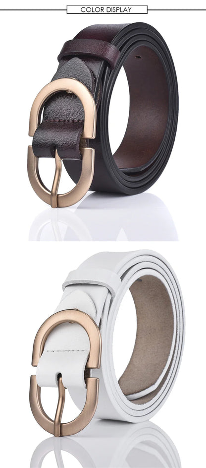 VATLTY Women's Leather Belt – Authentic Cowhide with Golden Alloy Buckle, Jeans & Trousers Belt (ZK105)