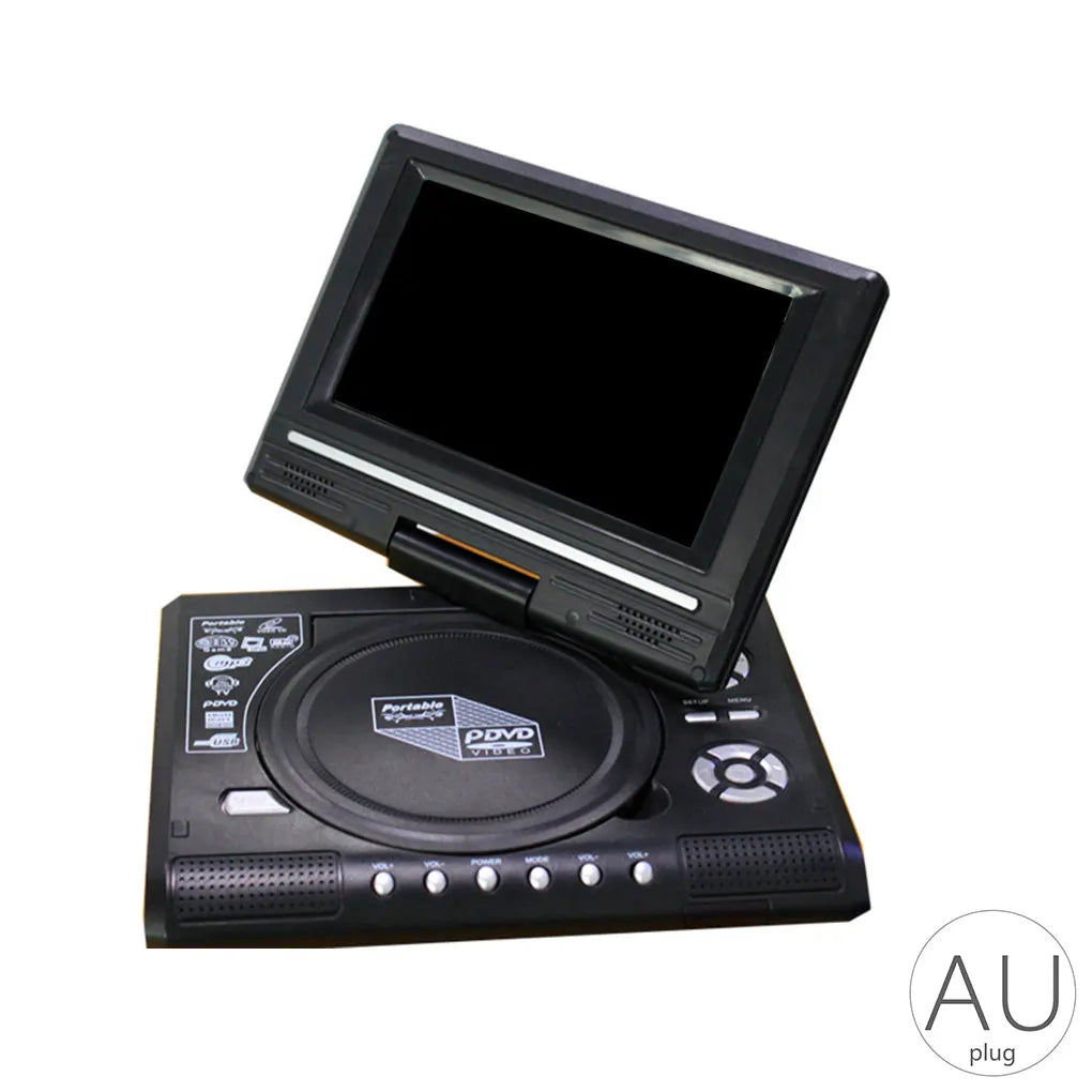 7.8" Portable DVD Player with 270° Swivel Screen & Remote Control – CD Disc Compatible, Home Theater, Multi-Region Plug (US/EU/UK/AU)
