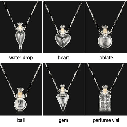 Openable Glaze Vial Pendant Necklace – Water Drop Heart Mini Perfume Bottle, Keepsake Jewelry Gift with Steel Chain