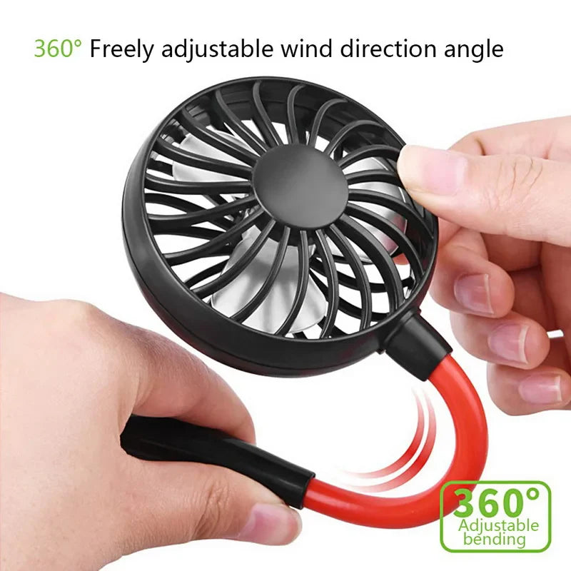 USB Portable Hands-Free Neck Fan - Rechargeable Mini Sports Fan, 3-Speed Adjustable Dual Fan for Home Office & Outdoor Use