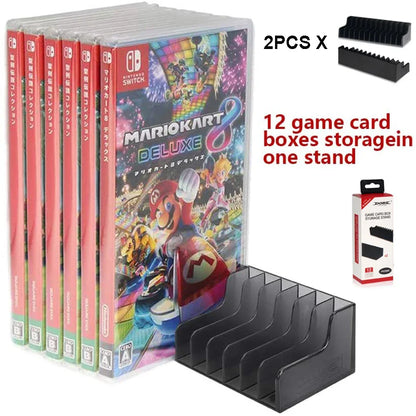 Switch Game Case Set – 2PCS CD-Style 24 Cartridge Storage Boxes with Non-Slip Pads for Nintendo Switch Accessories