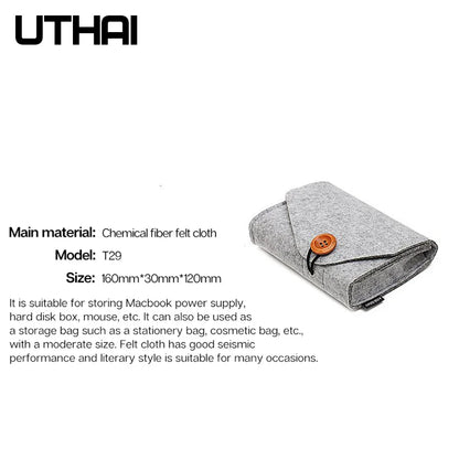 UTHAI T29 Portable Storage Bag: 2.5' HDD Case for MacBook Charger, Mouse, Power Bank, Earphone - Digital Accessories Protection