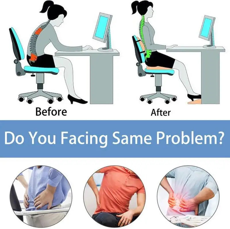 Ergonomic Bamboo Memory Foam Seat & Back Cushion – Slow Rebound Waist Support for Home & Office Chairs
