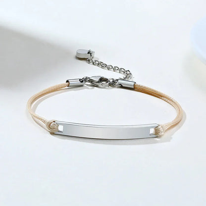 Elegant Personalized ID Bar Bracelet – 5mm Stainless Steel Link Chain for Women with Custom Name or Quote