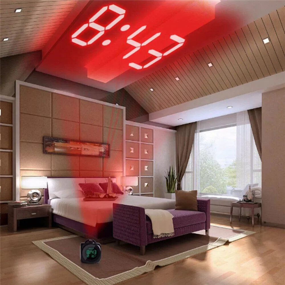 Creative Projection Digital Alarm Clock with Weather and Temperature Display - USB Charger, Time, and Date Projection for Home and Desk