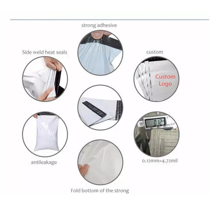 50PCS White Courier Bags – Self-Adhesive Plastic Mailing & Shipping Envelopes