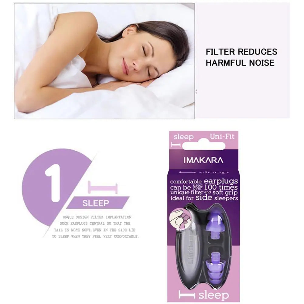 Silicone Noise Reduction Earplugs for Sleep – Soundproof, Anti-Bruit, Comfortable Ear Plug with Carrying Case