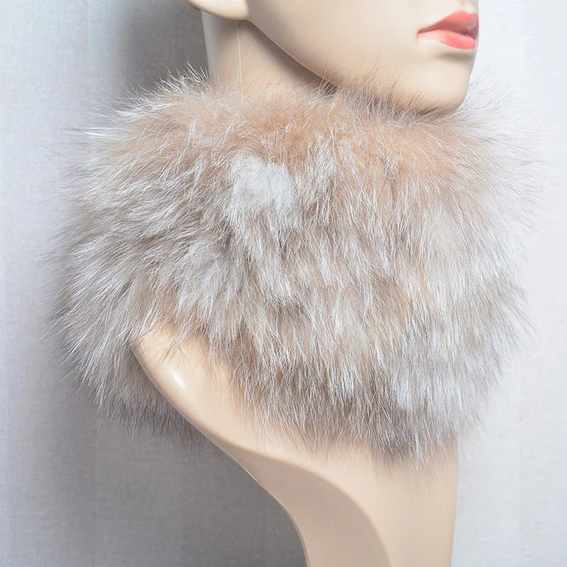 2025 Real Fox Fur Scarf and Headband – Luxury Winter Neck Warmer for Women, 100% Natural Fur, Elastic Ring Muffler