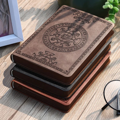 A6 Retro-Style Pocket Mini Notebook - Stamped PU Leather Writing Book for Portability in Office Bookkeeping