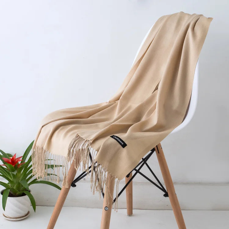 Desgine Solid Cashmere Scarf – Warm Autumn Winter Shawl Wrap with Tassels, Unisex Pashmina for Women and Men 2024