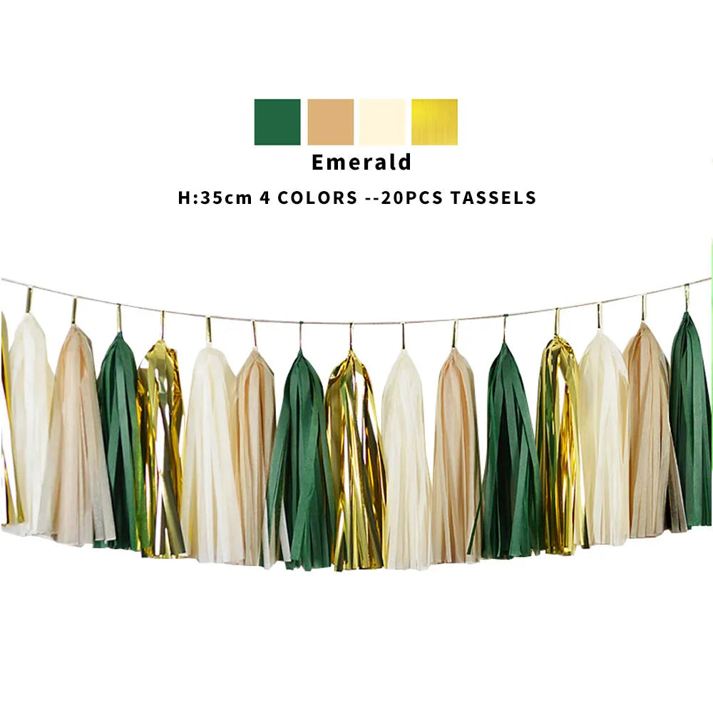 20-Piece Multicolor Tissue Paper Tassel Garland Set - DIY Crafts for Baby Showers, Birthdays, Weddings, and Parties