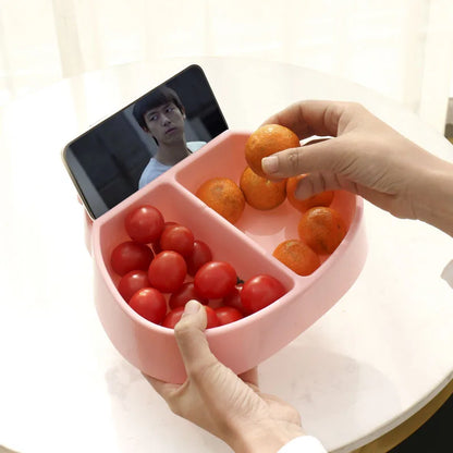 Creative Shape Lazy Snack Bowl - Plastic Double Layers Snack Storage Box, Lazy Fruit Plate, Multi-Purpose Food Bowl