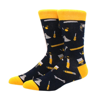 Funny Cartoon Fashion Cotton Socks – Hip Hop Skateboard Style Socks for Men & Women, Beer, Pizza, Astronaut & Pineapple Print Casual Wear Socks