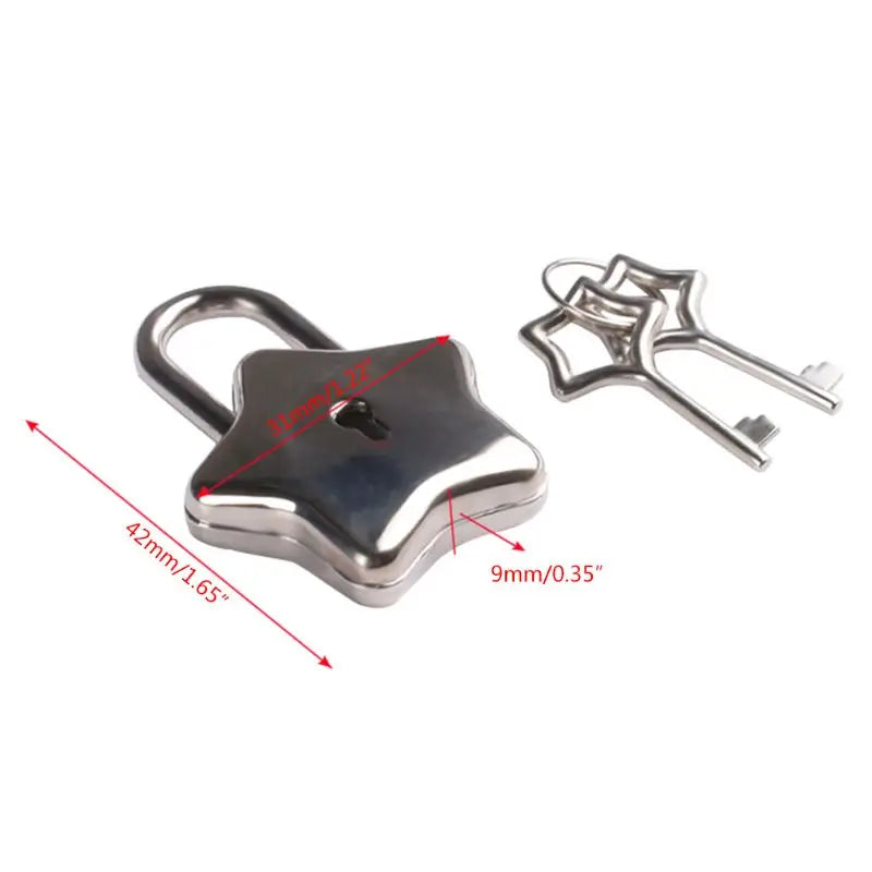Metal Star Shape Padlock with Key | Security Lock for Diaries, Purses, Handbags, Suitcases & Boxes