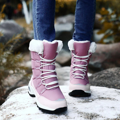 Women’s Winter Snow Boots – High-Quality Warm Lace-Up Ankle Boots, Waterproof Comfortable Outdoor Hiking Shoes, Size 36-42