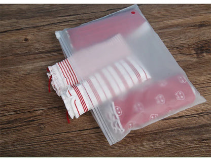 10PCS 16-Wire Frosted Zipper Bags – Underwear, Panties & Socks Packaging with Air Hole, Resealable Cosmetic Storage