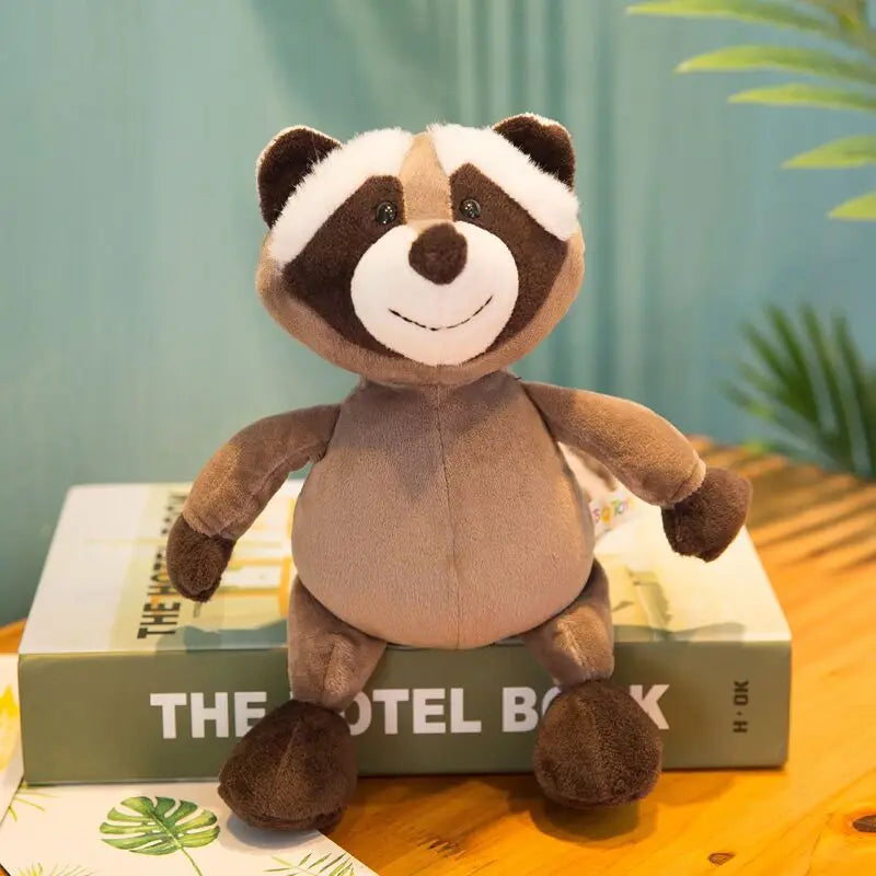 25cm Lifelike Animal Plush Toy - Lion, Tiger, Elephant, Monkey, Leopard, Giraffe & Raccoon Soft Stuffed Doll Gift