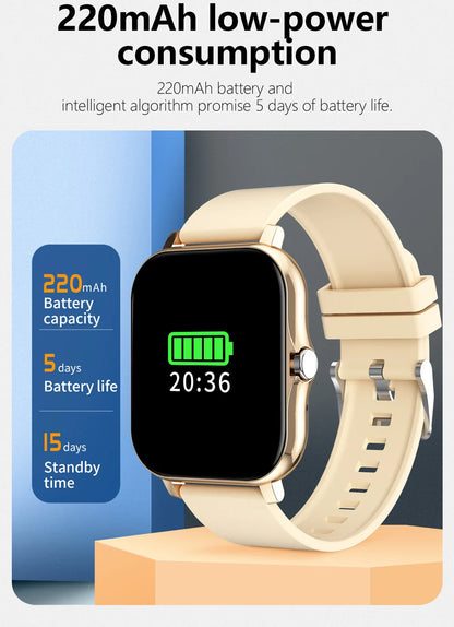 Smartwatch with Full Touch Screen — Call, Message Reminder, Music Control & Multi-Function Fitness Tracker, Compatible with iPhone & Android