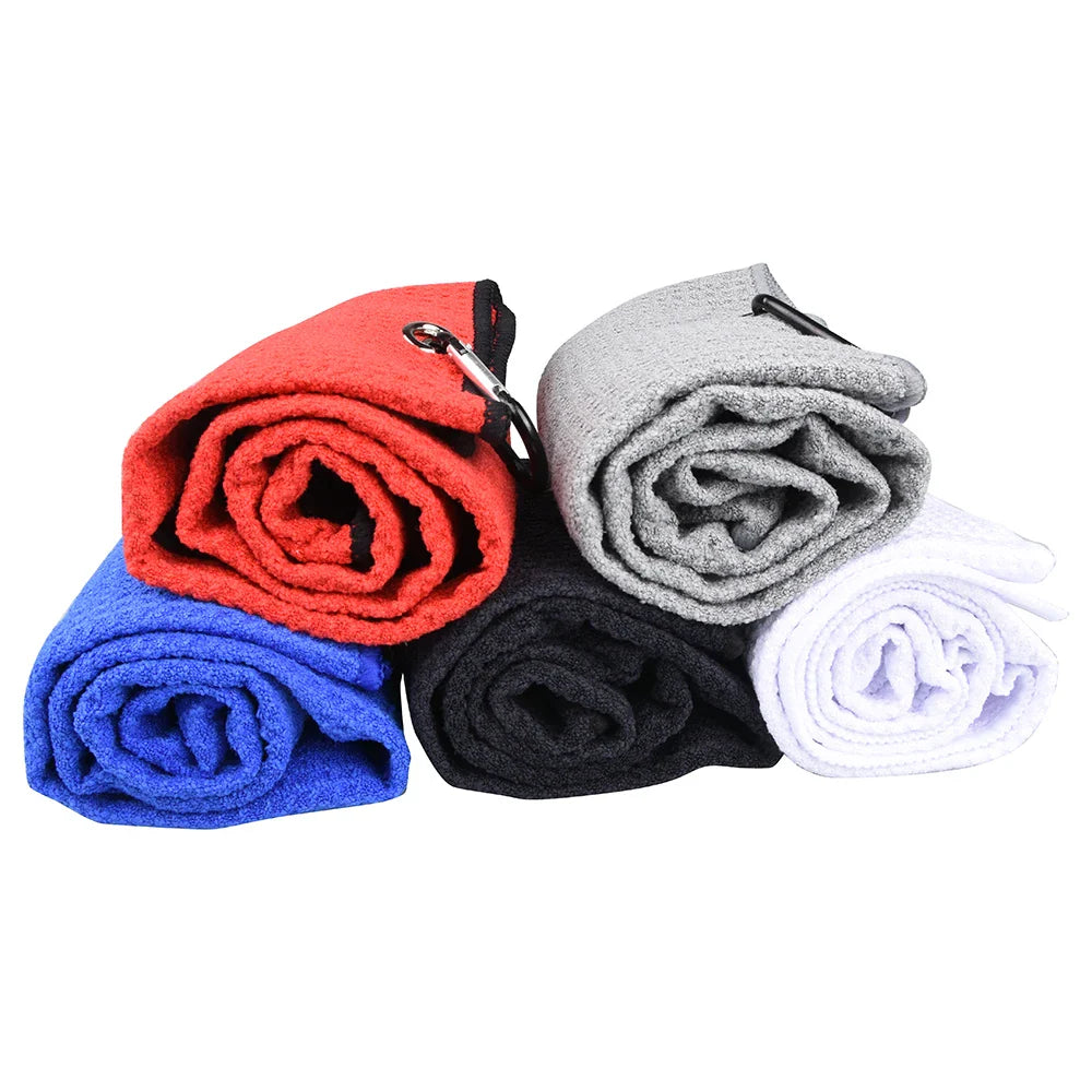 40x60cm Golf Towel with Hook: Microfiber Fabric in 5 Colors - Essential Golf Accessories for Enthusiasts, Duty Clip Carabiner Included