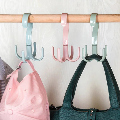 Space-Saving Rotated Hanger Hooks - Wardrobe Clothes Rack Organizer for Bags, Shoes, Belts, Scarves, and More