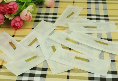 50pcs Permanent Makeup Eyebrow U-Pin PCD Blades — 12/14/19 Microblading Needles for 3D Embroidery Manual Pen