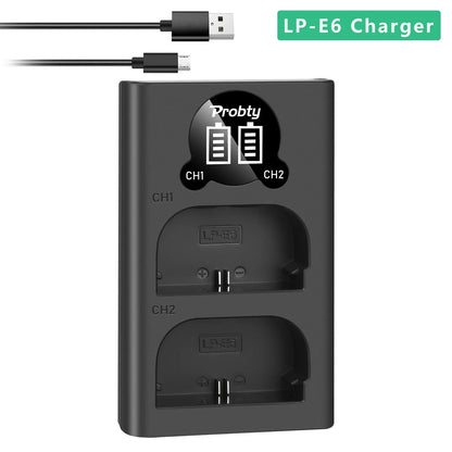 LED Dual Camera Battery Charger – Compatible with LP-E6, LP-E8, NP-FW50, EN-EL15, and More