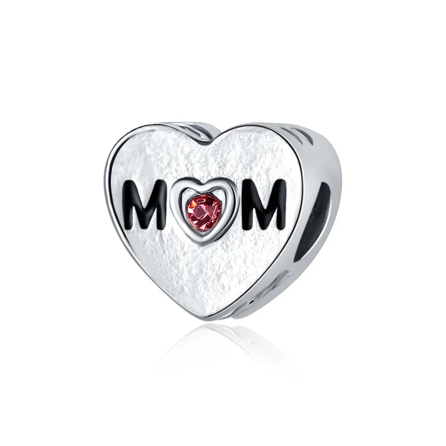Original Alloy Bead Family Love Heart Pendant Charm - Mom & Dad DIY Jewelry for Pan Bracelets & Necklaces