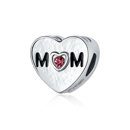 Original Alloy Bead Family Love Heart Pendant Charm - Mom & Dad DIY Jewelry for Pan Bracelets & Necklaces