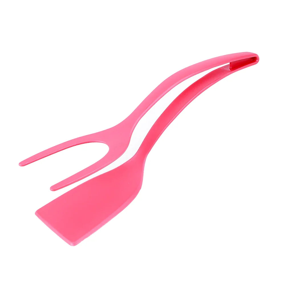 2-in-1 Nylon Grip Flip Tongs - Egg Spatula & Steak Spatula Clamp, Pancake Turner Kitchen Accessories