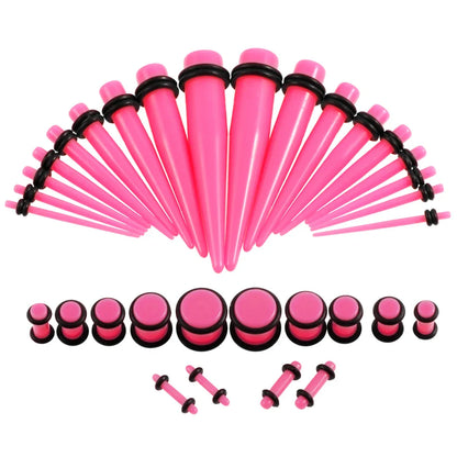 36PCS Acrylic Ear Gauge Taper & Plug Stretching Kit — Mixed Color Flesh Tunnel Expansion Jewelry 14G-00G