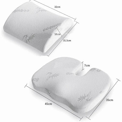 Ergonomic Bamboo Memory Foam Seat & Back Cushion – Slow Rebound Waist Support for Home & Office Chairs