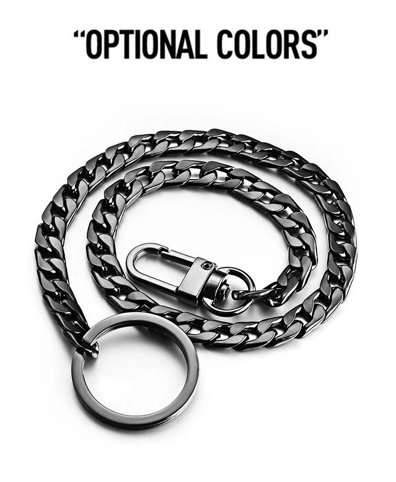 40cm Metal Key Chains – Wallet & Belt Chain for Hipster Pants, Hip Hop, Rock, Punk Street Style, Anti-Lost Keyring for Men (K404)